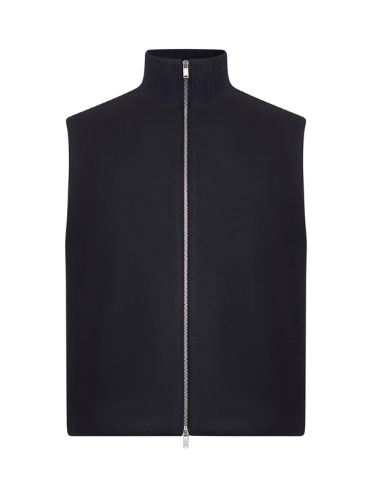 Blue melton wool padded vest