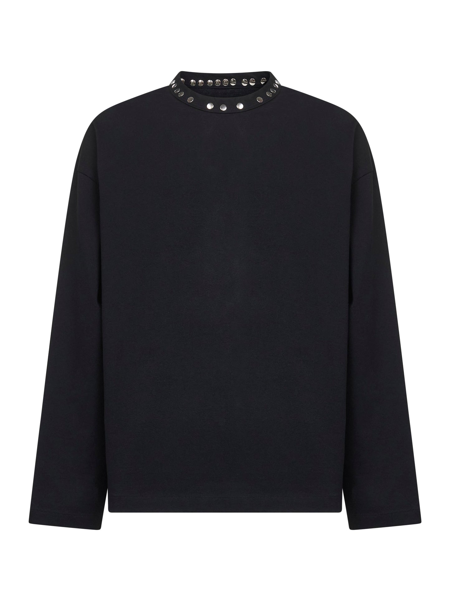 T-shirt in cotone nero con borchie