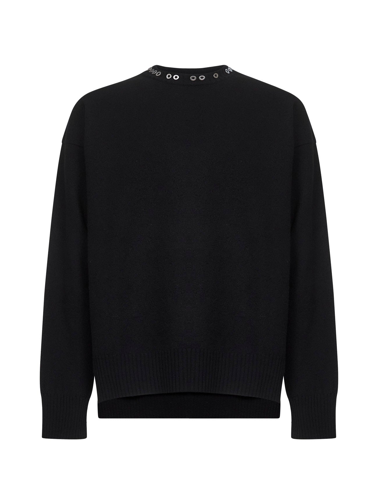 Maglione girocollo in lana leggera nera