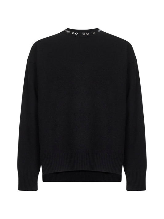 Maglione girocollo in lana leggera nera