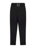 Pantaloni con cintura in gabardine di lana nera