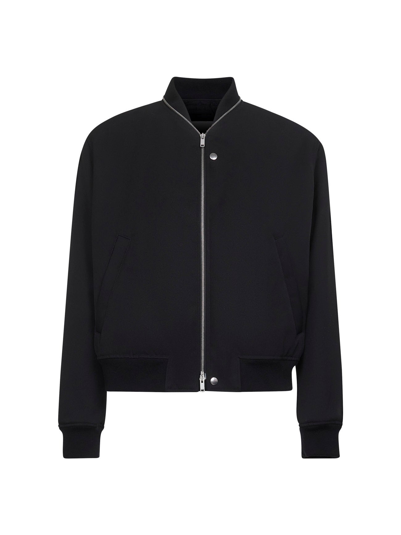 Bomber in gabardine di lana nera