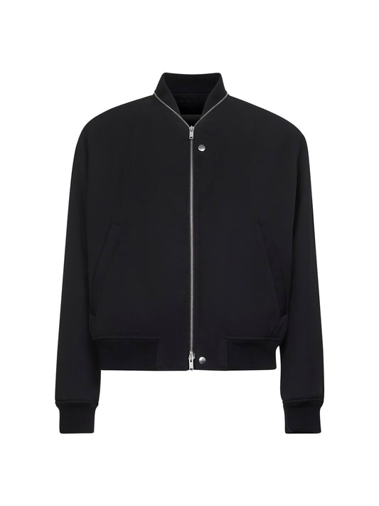 Bomber in gabardine di lana nera