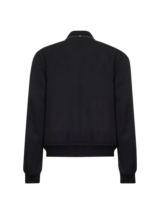 Bomber in gabardine di lana nera