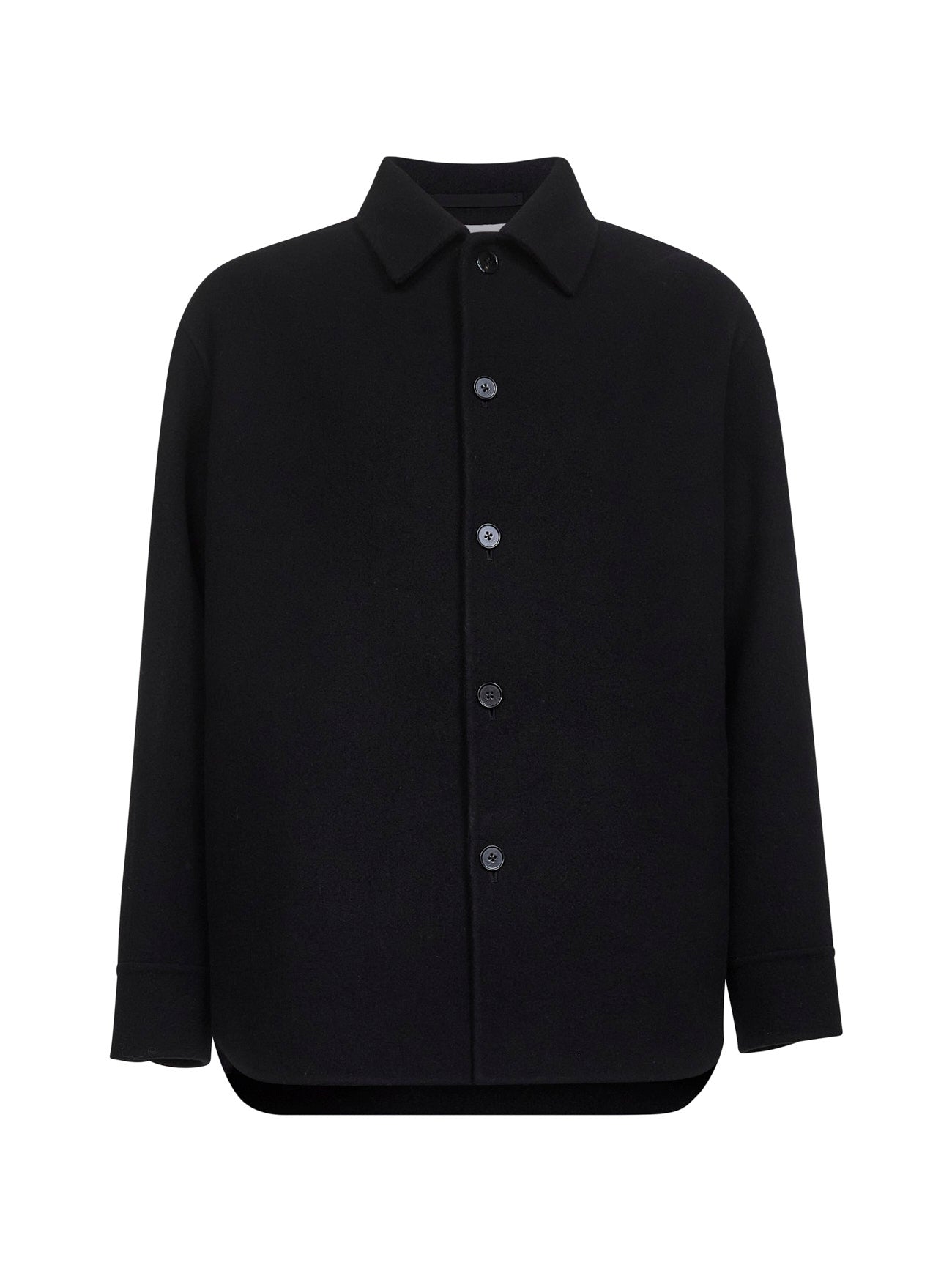 Giacca-camicia in feltro di lana vergine nero