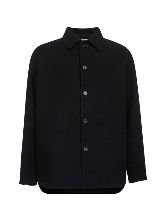 Giacca-camicia in feltro di lana vergine nero