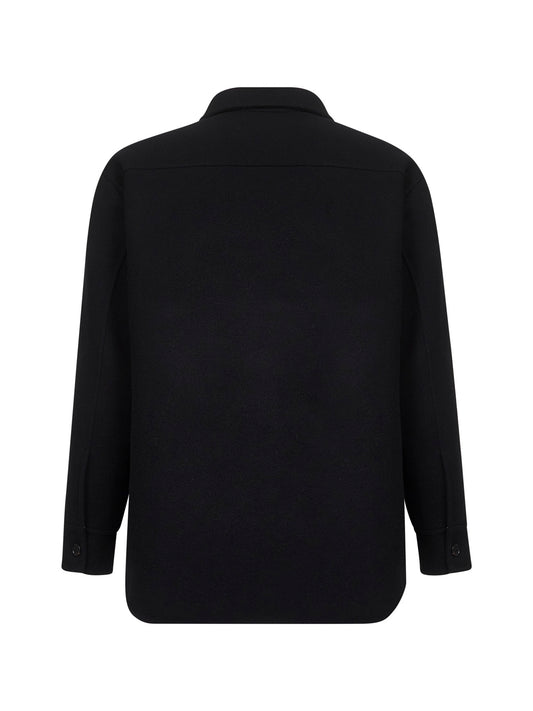 Giacca-camicia in feltro di lana vergine nero