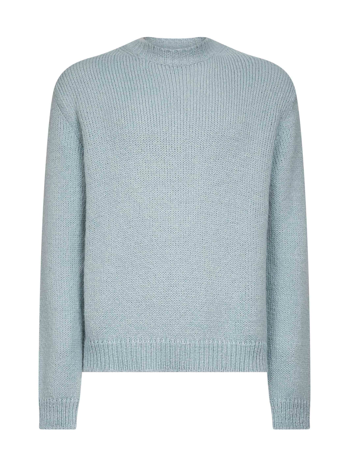 Powder blue alpaca and wool blend crewneck sweater