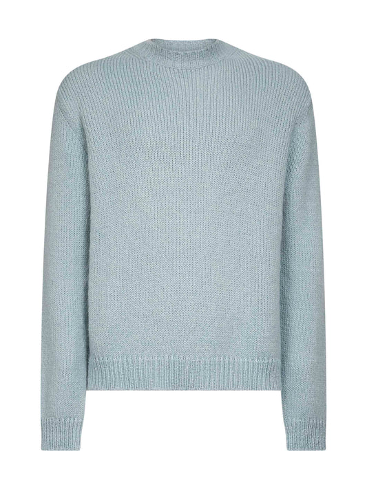 Powder blue alpaca and wool blend crewneck sweater
