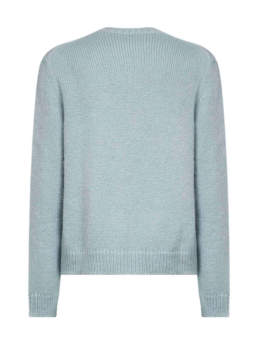 Powder blue alpaca and wool blend crewneck sweater