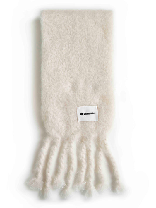Ivory mohair and wool blend scarf