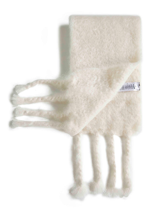 Ivory mohair and wool blend scarf