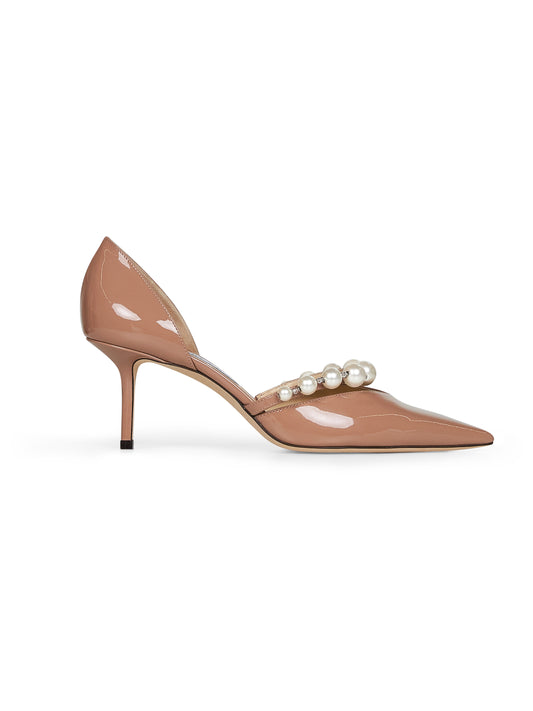 Nude patent leather Aurelie 65 pumps