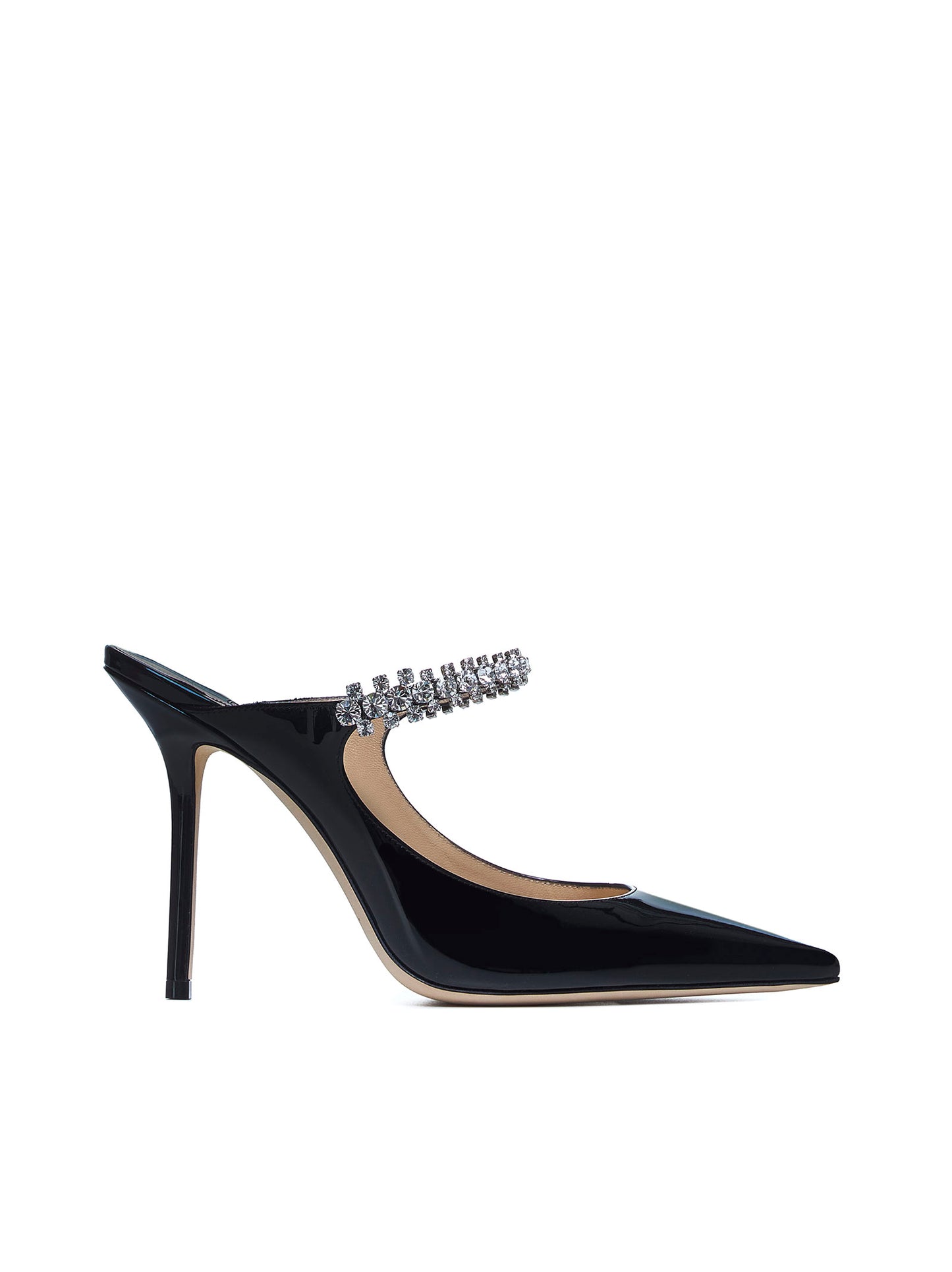 Mules Bing 100 in vernice con cristalli