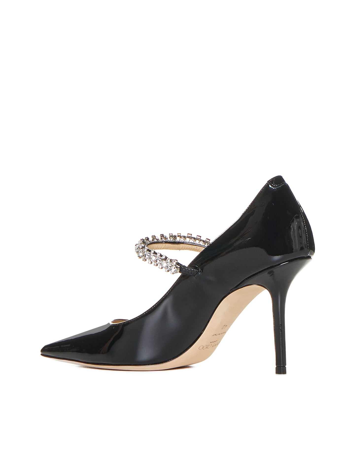 Bing crystals patent leather pumps