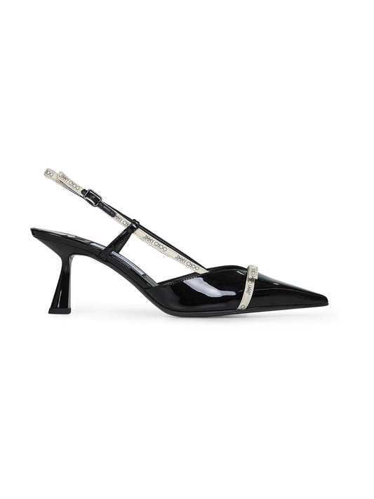 Black patent leather Camila 65 slingback pumps