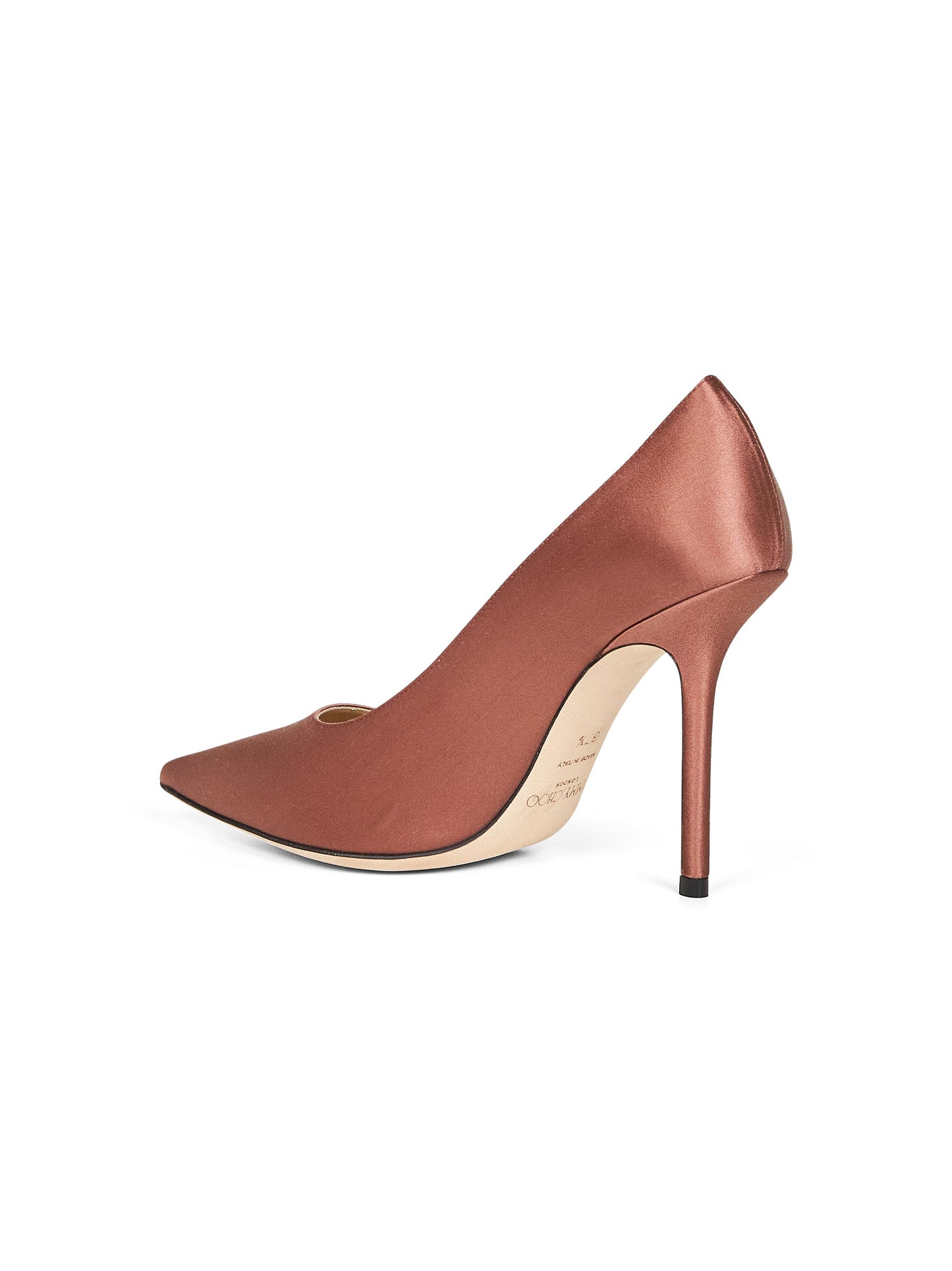 Cognac satin Love 100 pointed-toe pumps