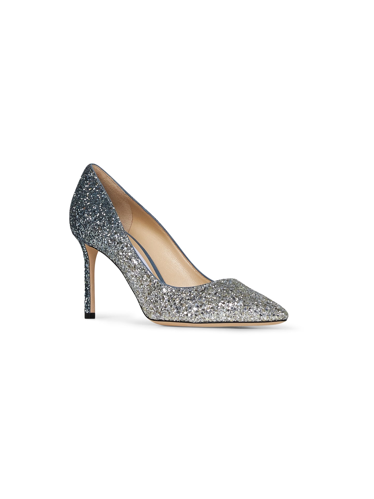 Silver and blue glitter Romy 85 pumps