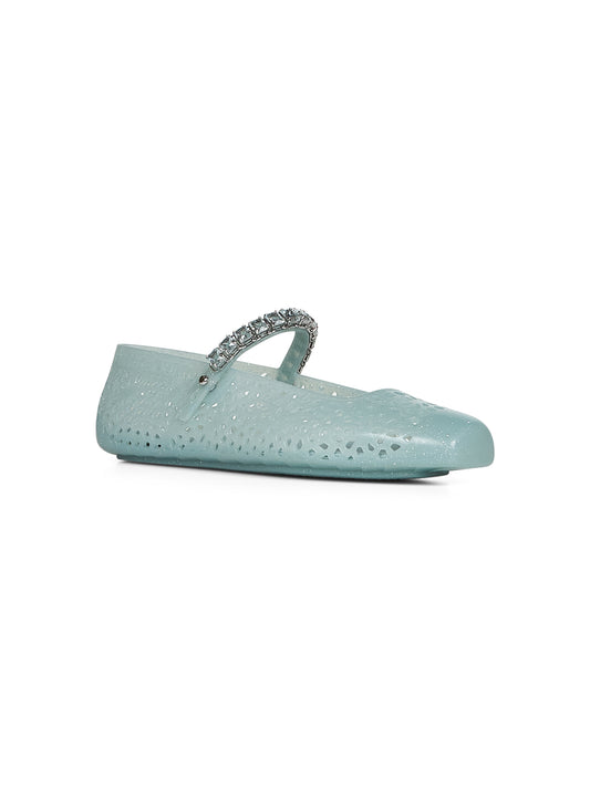 Light green Jelly ballet flats with crystal