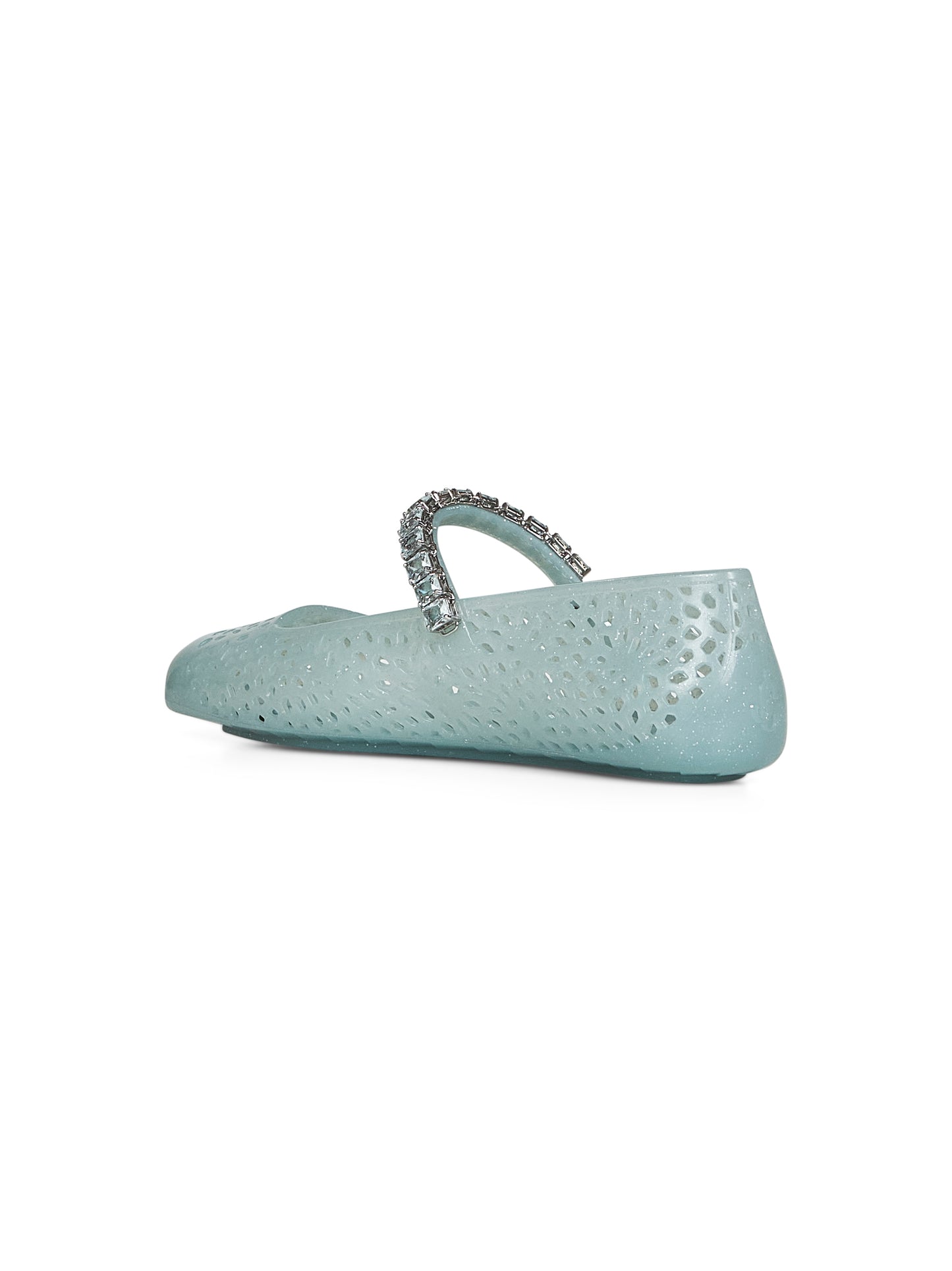 Ballerine Jelly verde chiaro con cristalli<BR/>