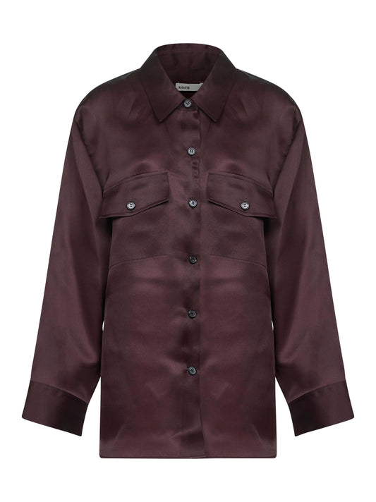Brown compact organza Matteo shirt