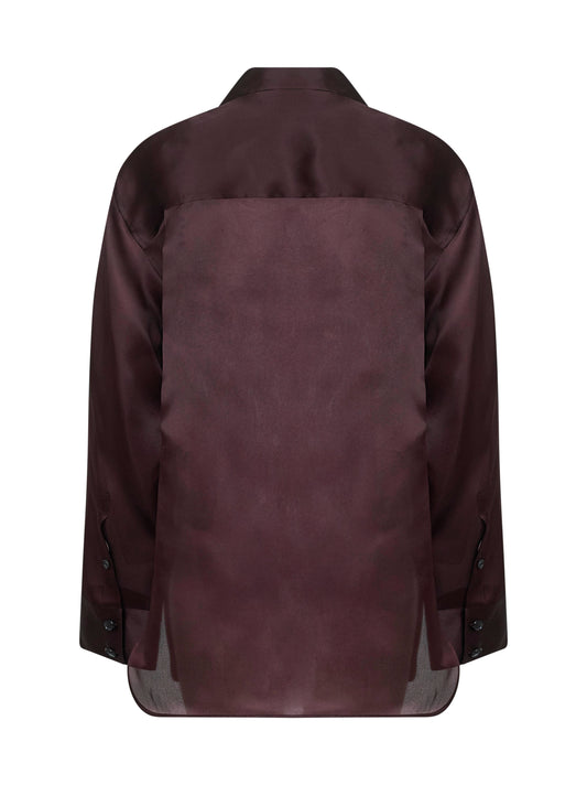 Brown compact organza Matteo shirt