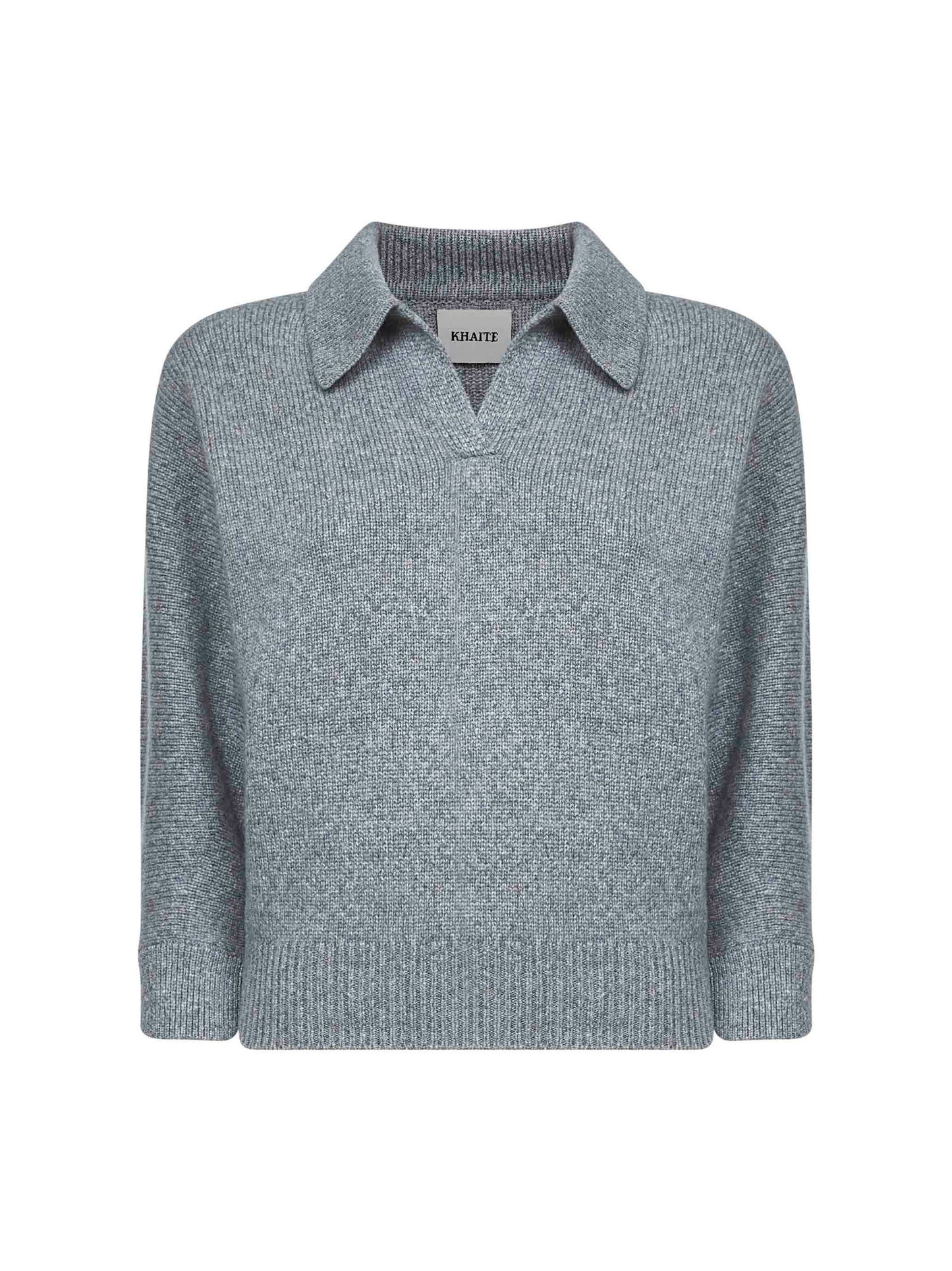 Grey cashmere knit Herve polo shirt