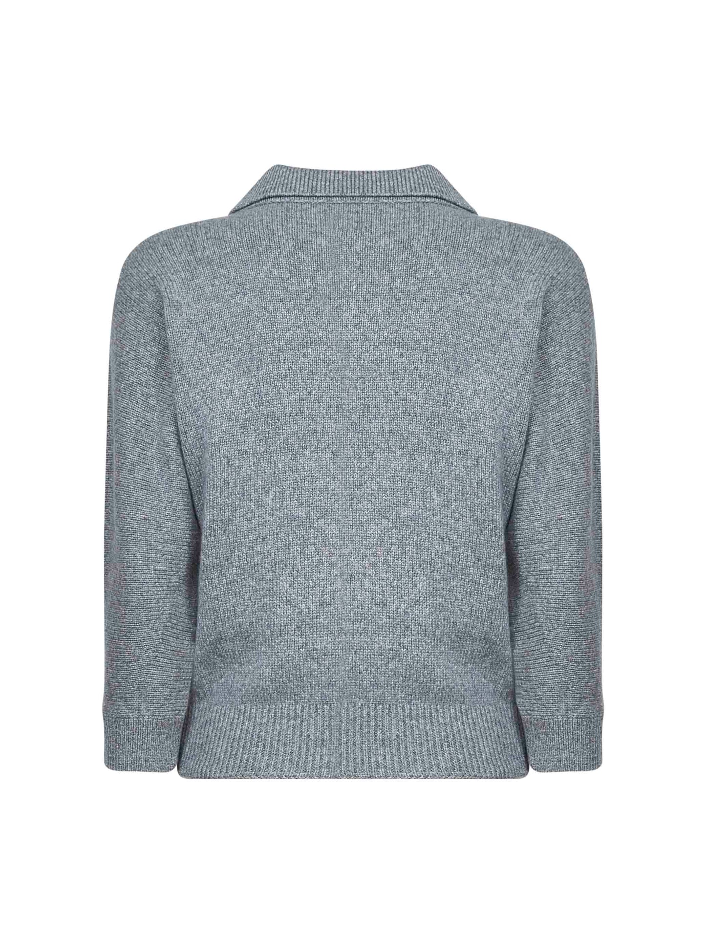 Grey cashmere knit Herve polo shirt