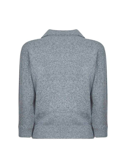 Grey cashmere knit Herve polo shirt