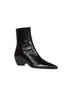 Black glazed leather Sybil ankle boots
