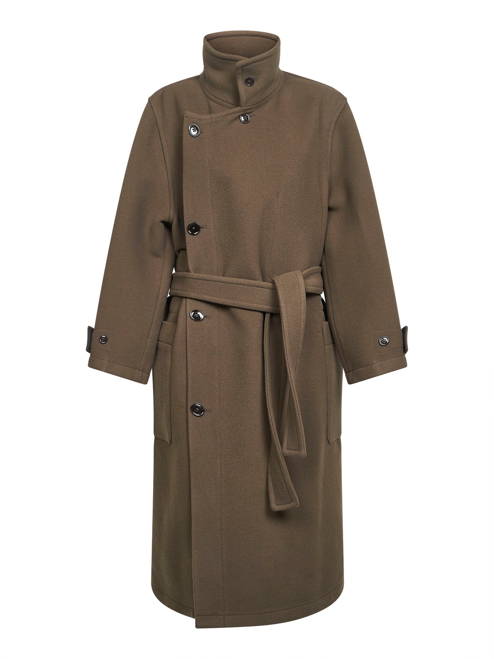 Brown double wool wrap coat – Daniello.com