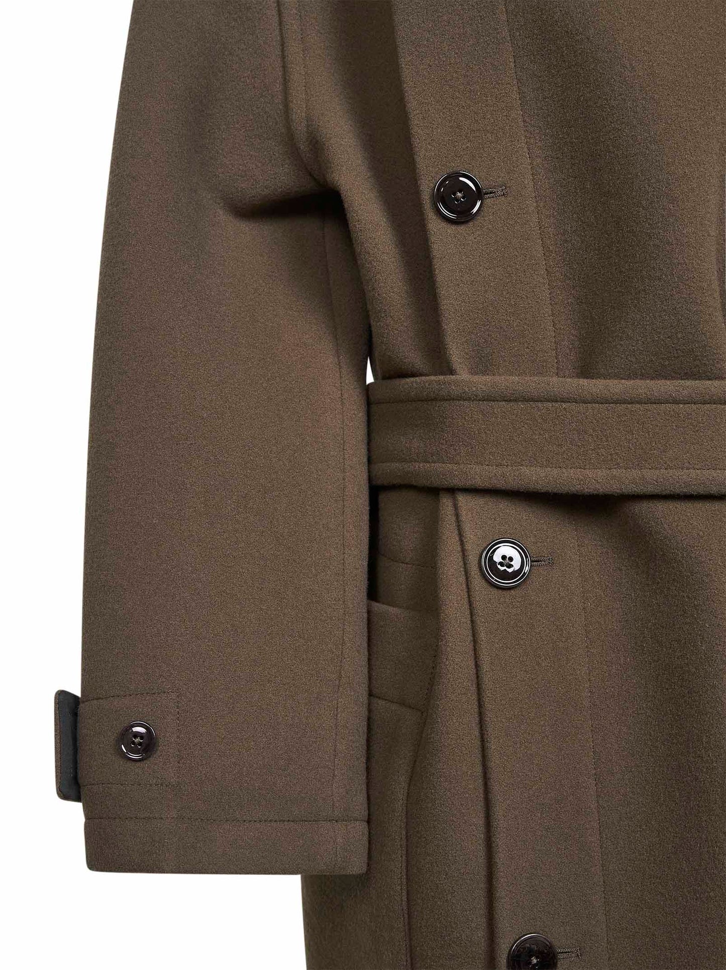Cappotto a vestaglia in double di lana marrone