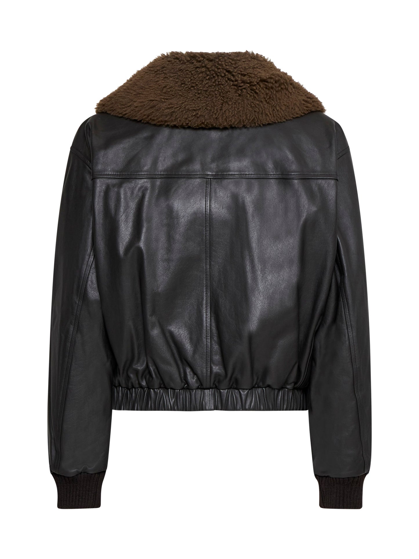 "Leather blouson jacket with shearling"