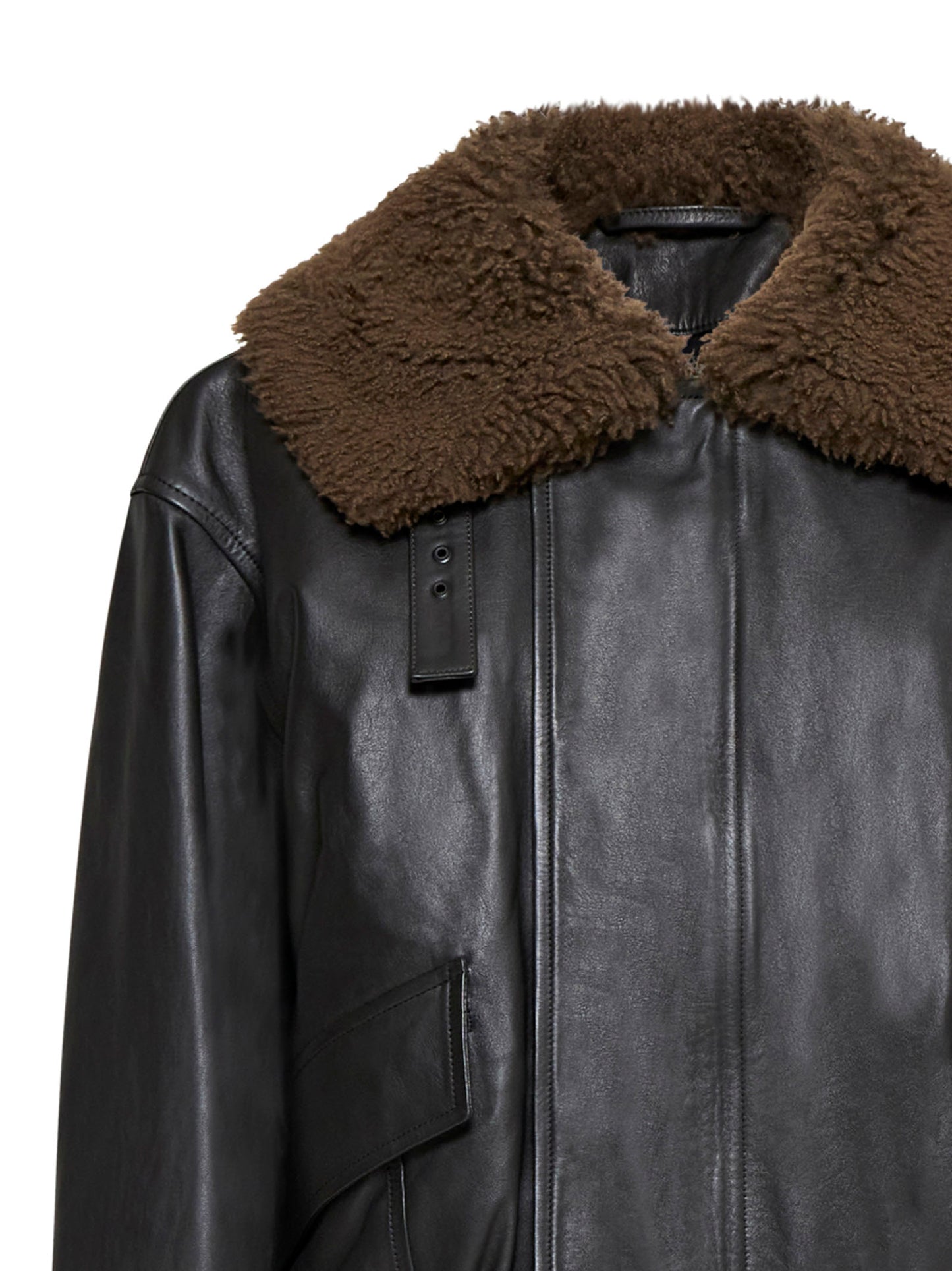 "Leather blouson jacket with shearling"