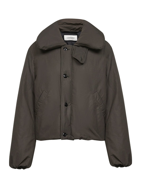 Brown water-repellent puffer blouson