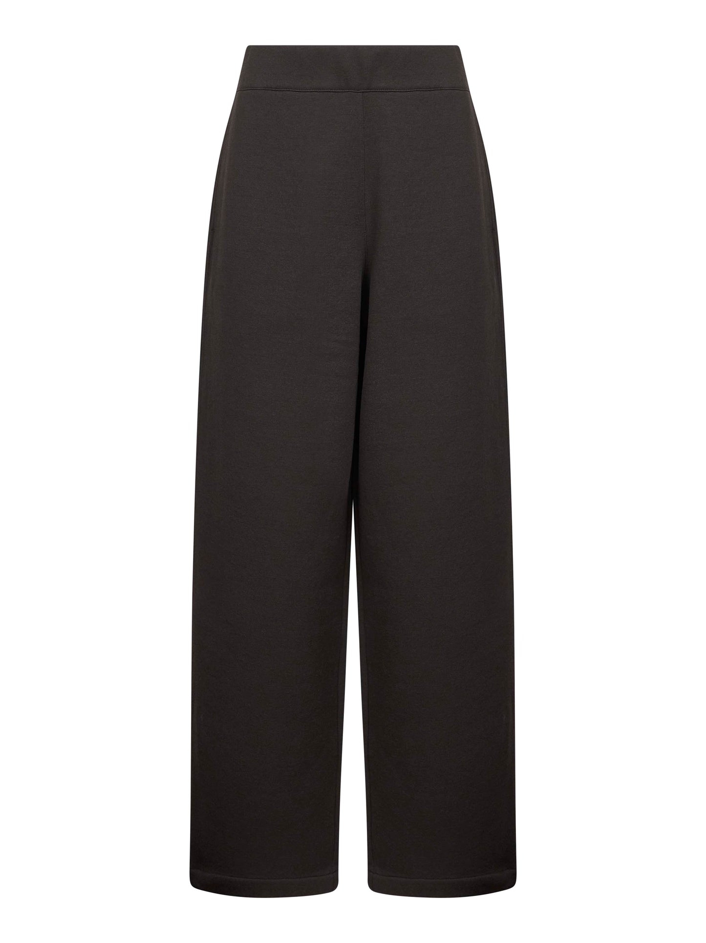 Brown cotton fleece relaxed large trousers