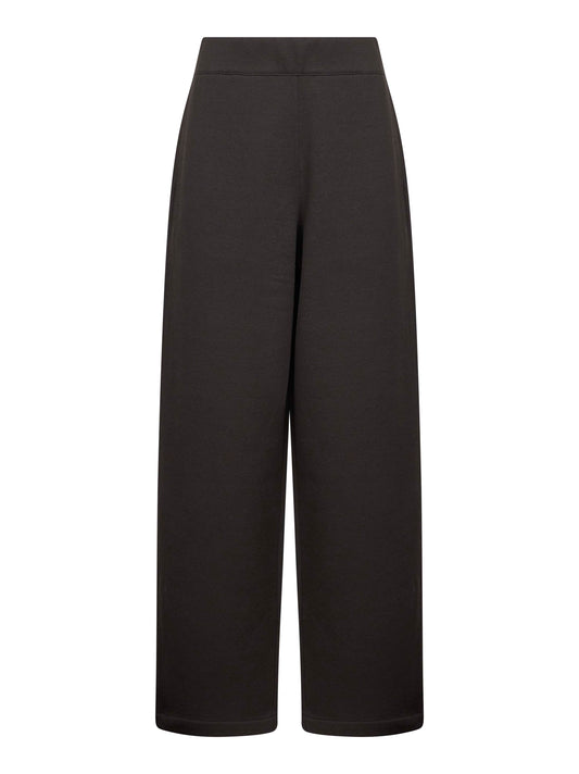Brown cotton fleece relaxed large trousers