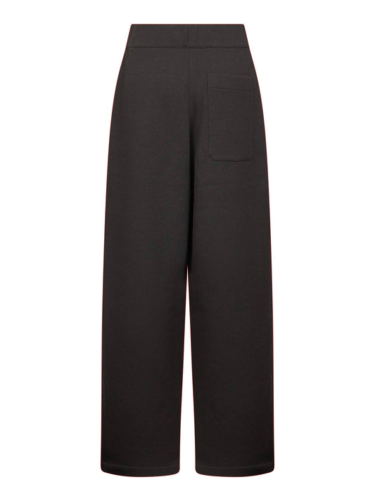 Brown cotton fleece relaxed large trousers