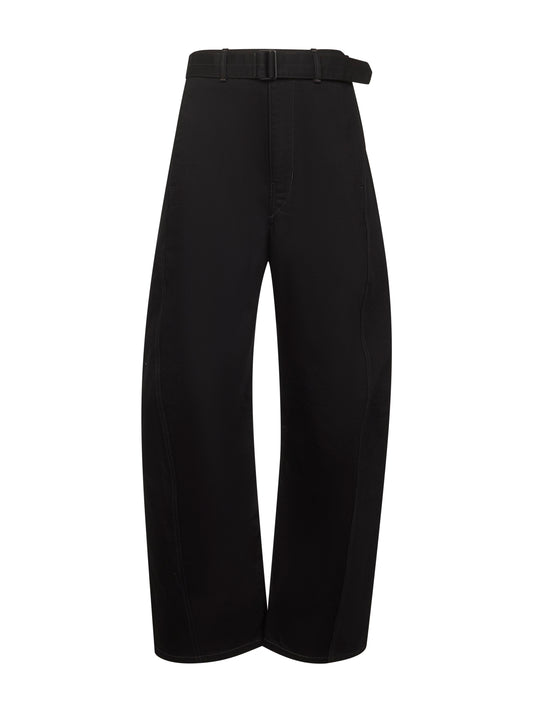 Black twill Twisted belted trousers