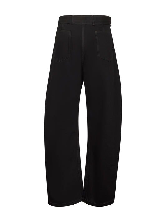 Black twill Twisted belted trousers