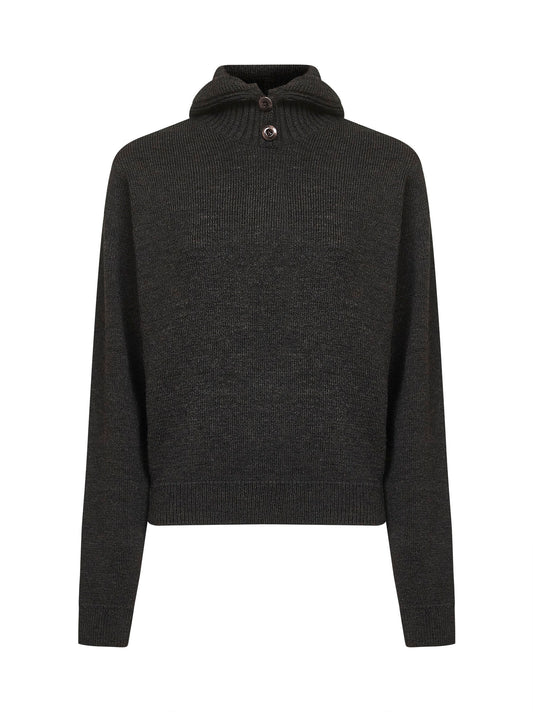 Brown alpaca blend sweater with hood
