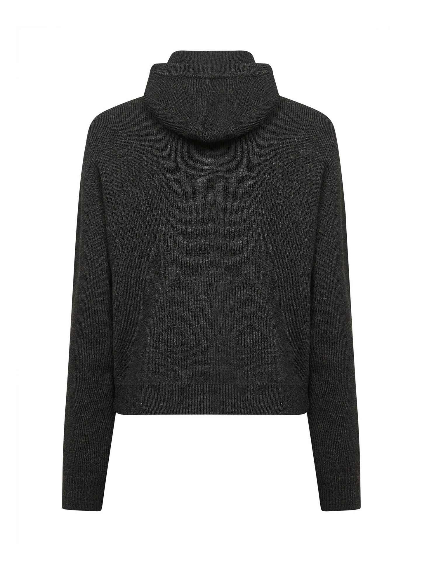 Maglia con cappuccio in misto alpaca marrone