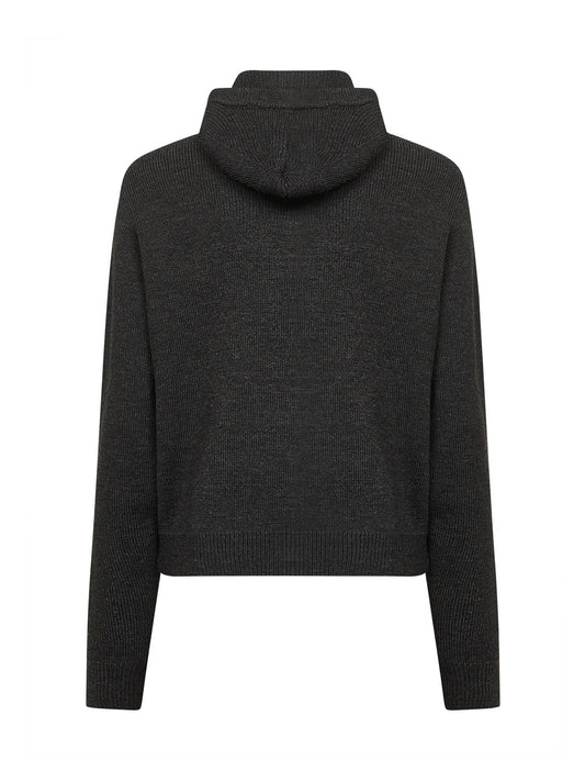 Brown alpaca blend sweater with hood