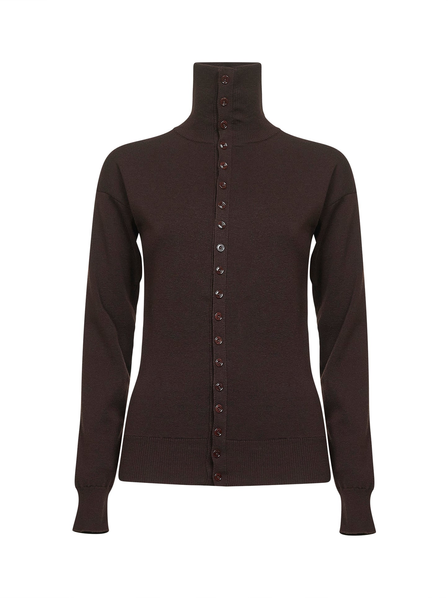 Cardigan aderente in lana mercerizzata viola