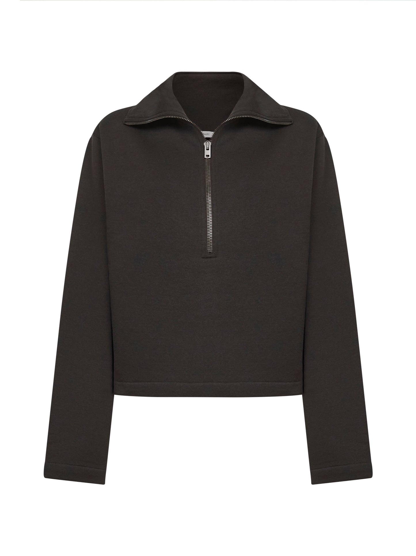 Grey wool and cotton half-zip sweatshirt