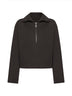 Grey wool and cotton half-zip sweatshirt