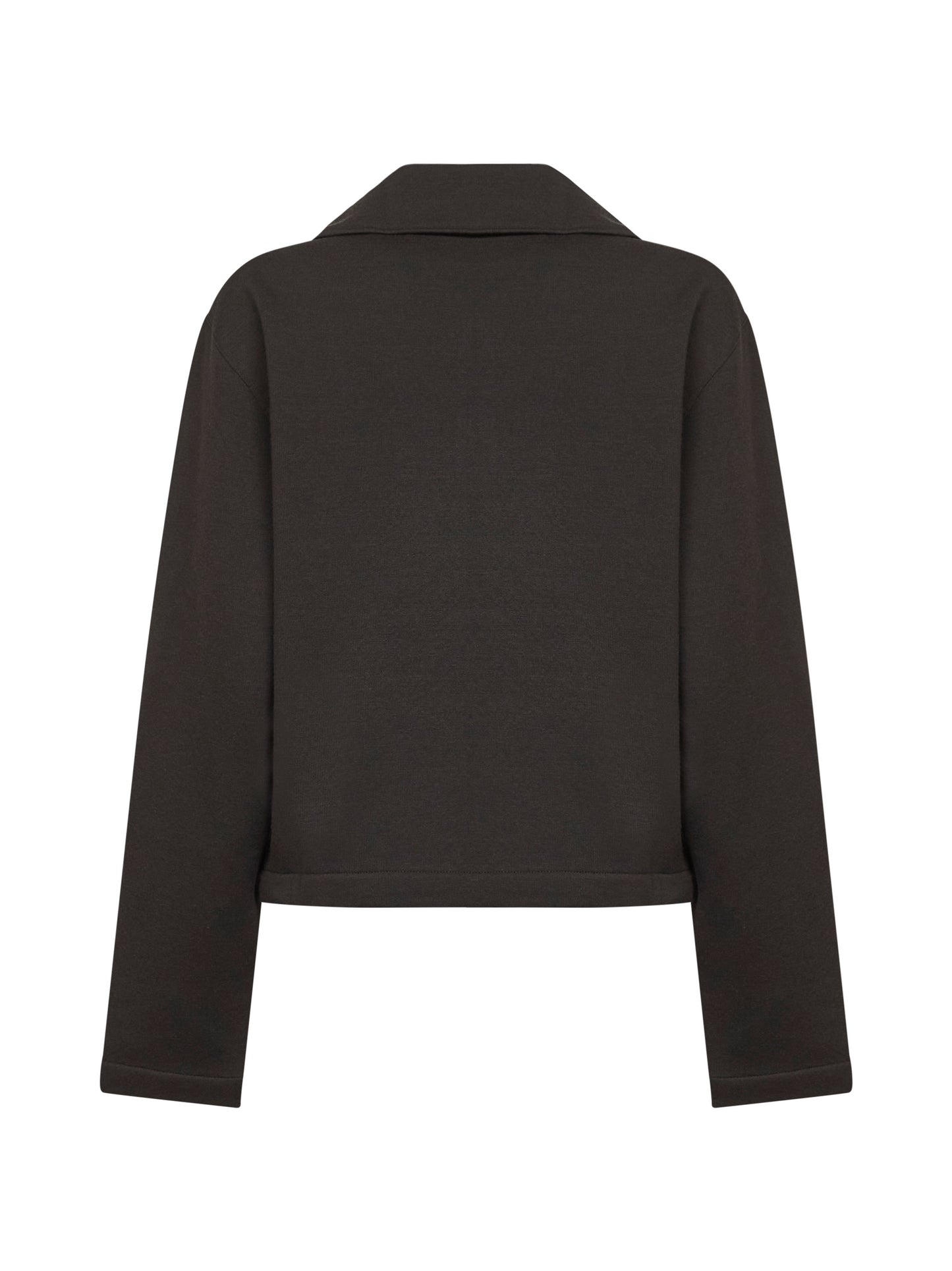 Grey wool and cotton half-zip sweatshirt