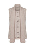 Cardigan smanicato asimmetrico in misto lana beige