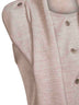 Cardigan smanicato asimmetrico in misto lana beige
