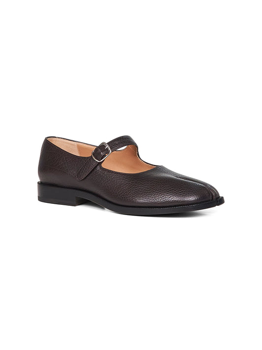 Mary-Jane Tabi in pelle bordeaux